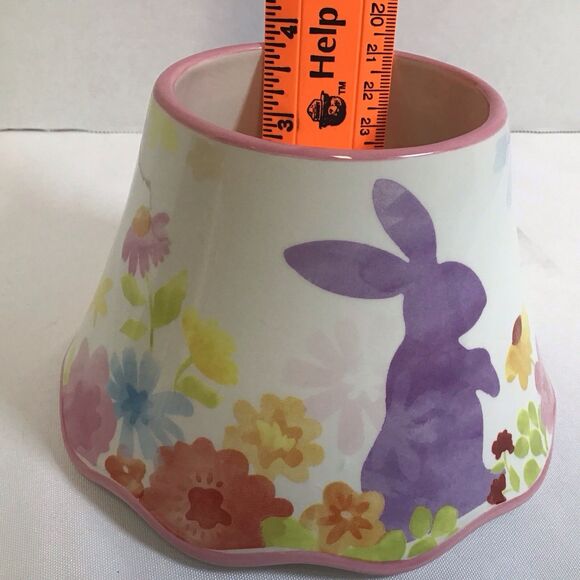 Yankee Candle Ceramic Jar Topper Shade Bunny Floral Large Pink Rim 1280223 - Picture 8 of 9